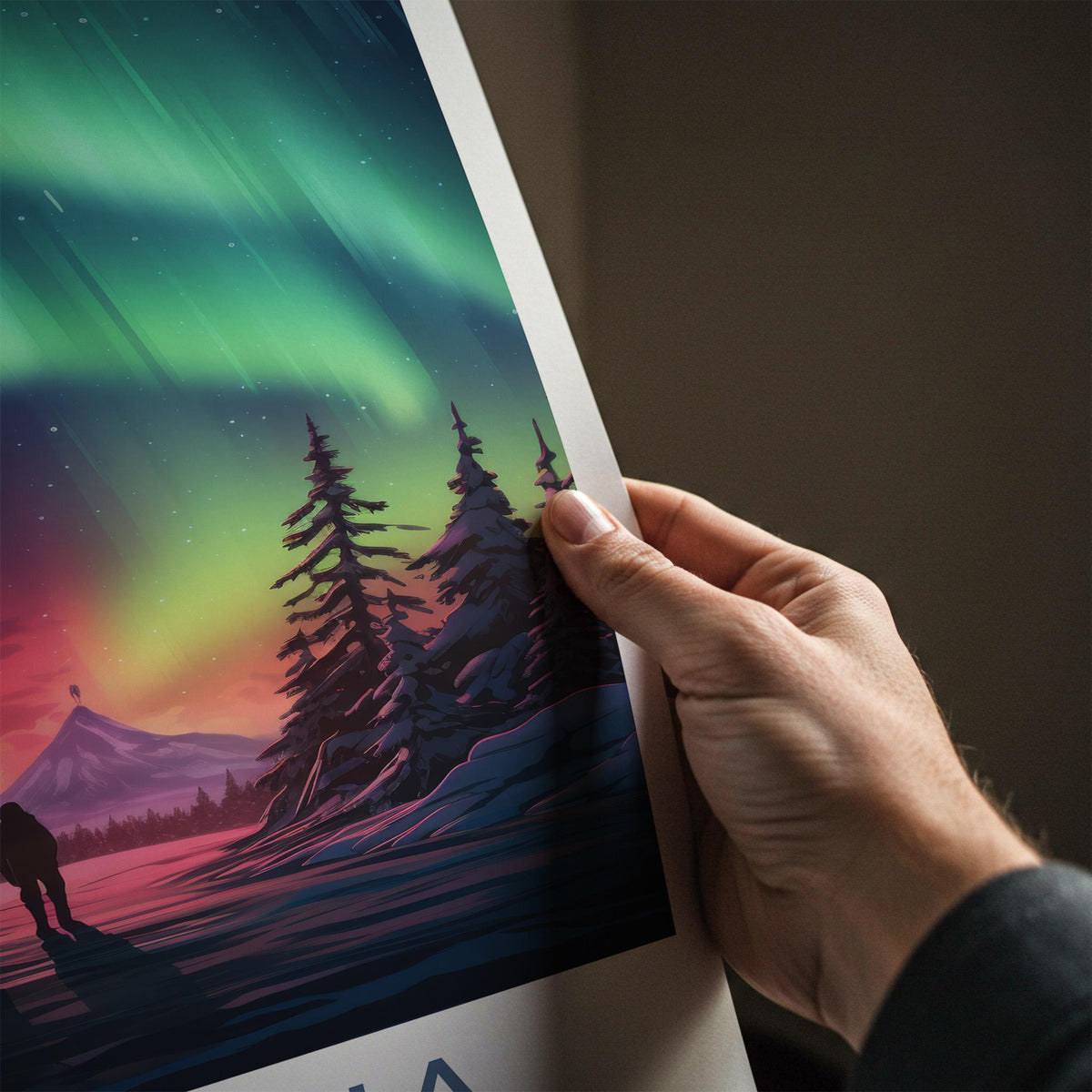 Victoria Canada Poster - Northern Lights Print With Mountain