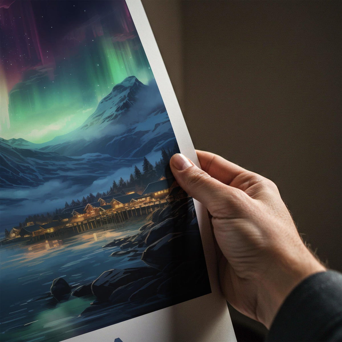 Alaska Poster - Northern Lights Art & Scenic Travel Wall Decor