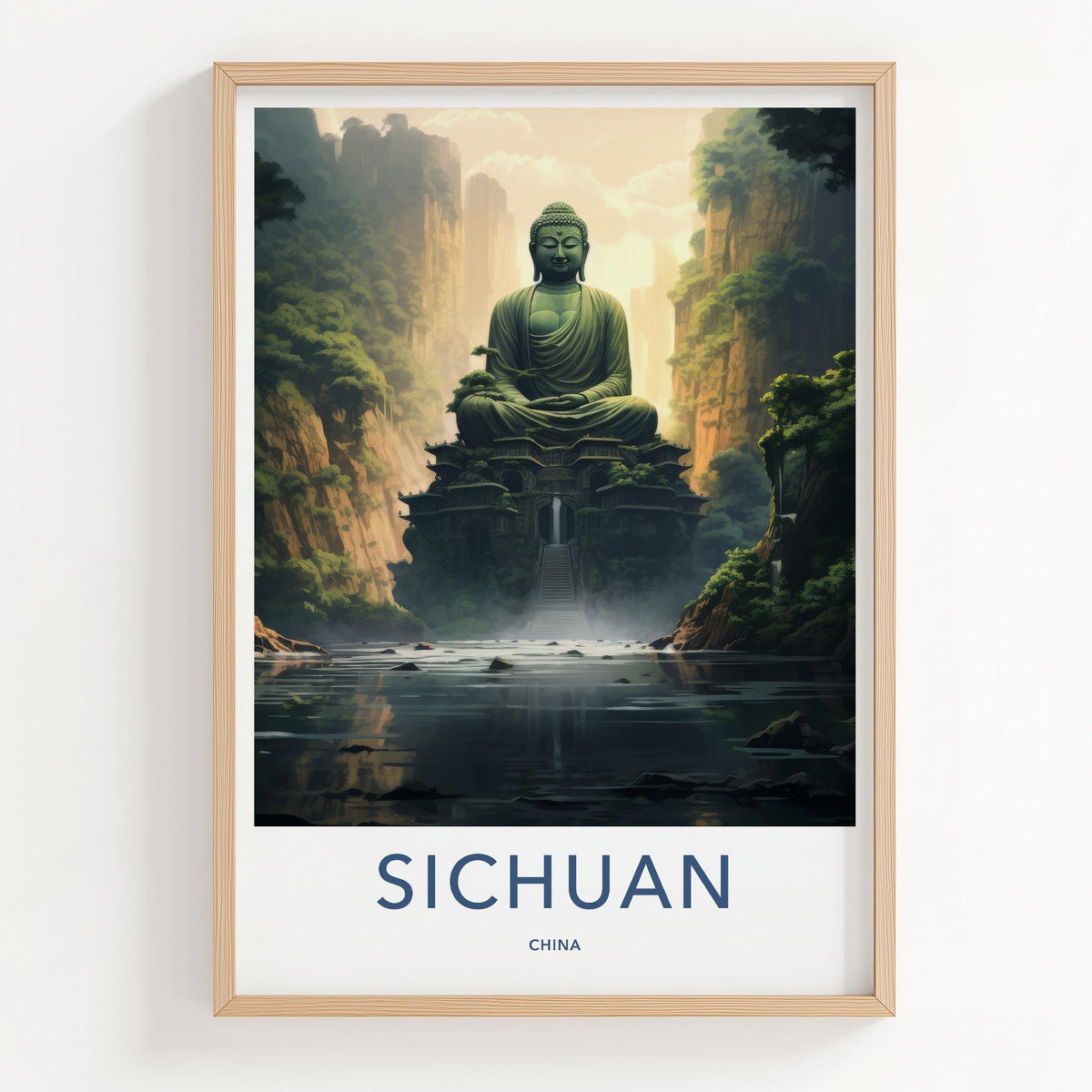 Sichuan Wall Art - Elegant Chinese Landscape Print With Mountain