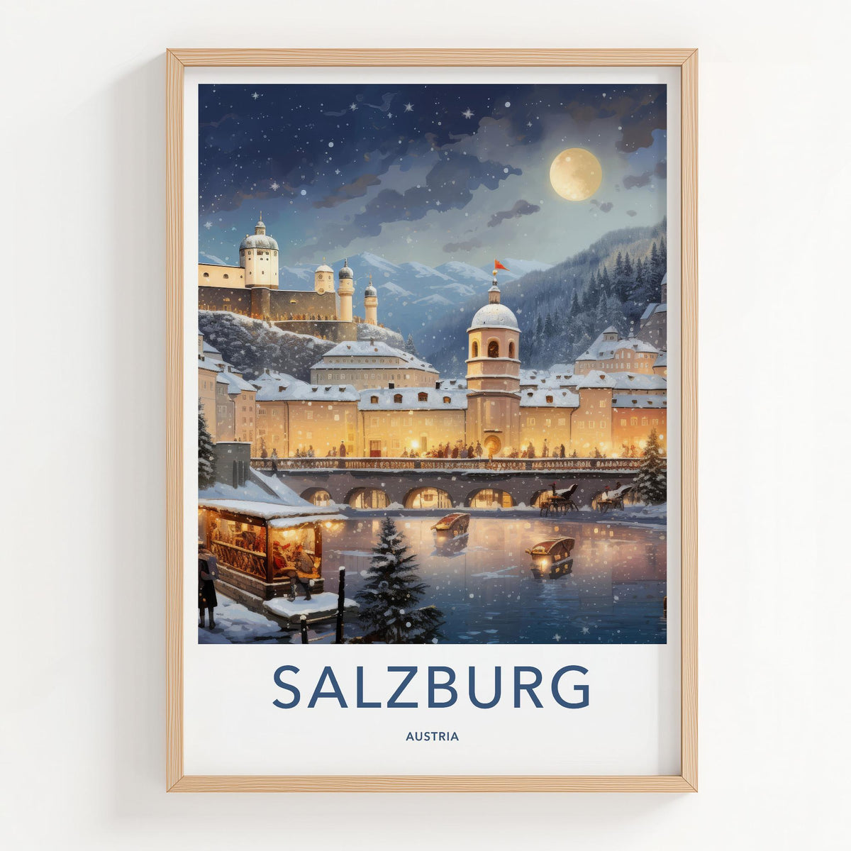 Salzburg Poster - Austria Wall Art With Snowy Landscape And Baroque