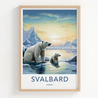 Svalbard Poster - Arctic Landscape Print With Polar Bear Illustration