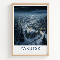 Yakutsk Poster - Cozy Cabin Wall Art Featuring Snowy Village & Winter