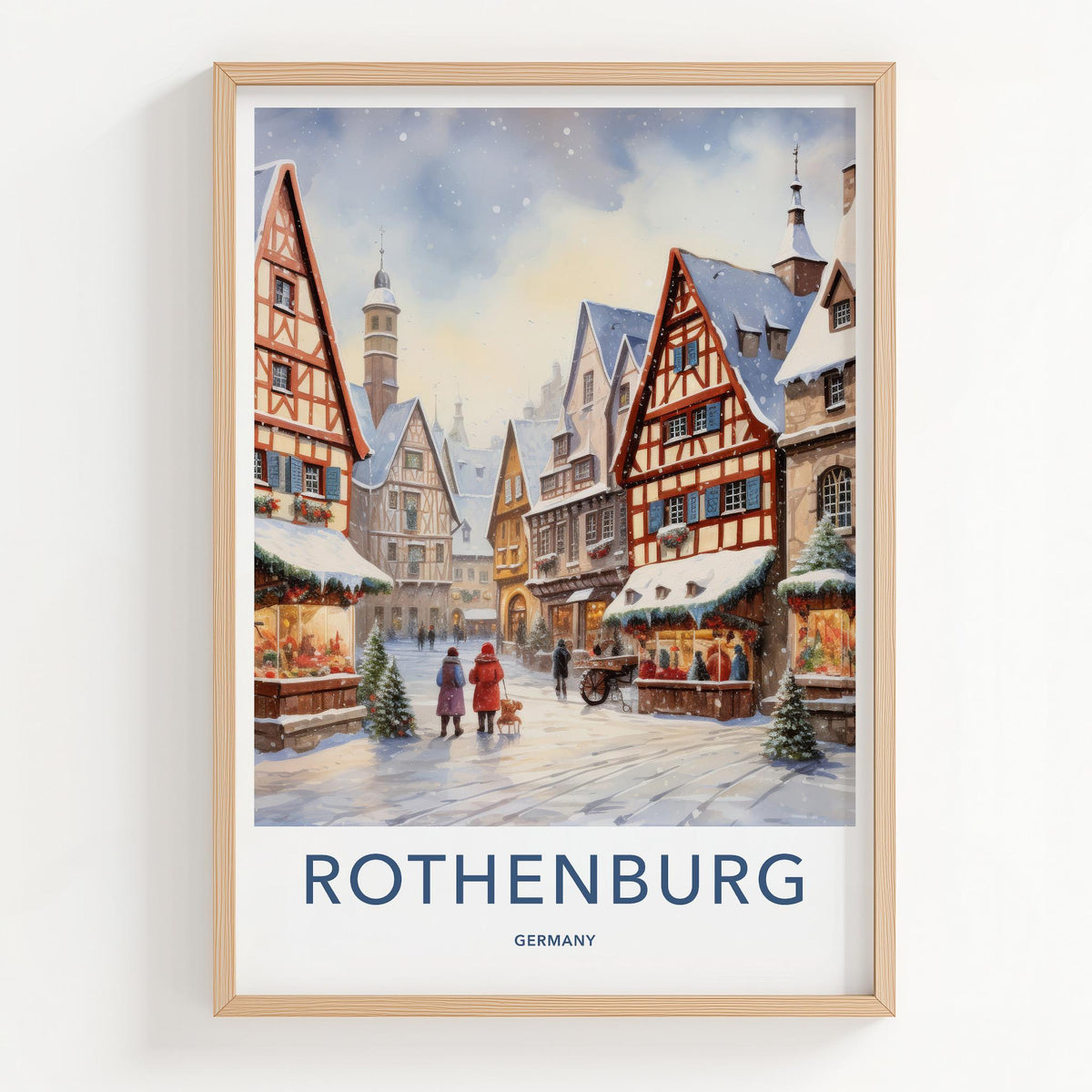 Rothenburg Poster - Medieval Town Print With Cobblestone Street Art