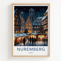 Nuremberg Poster - Festive Holiday Christmas Market Art With Timber