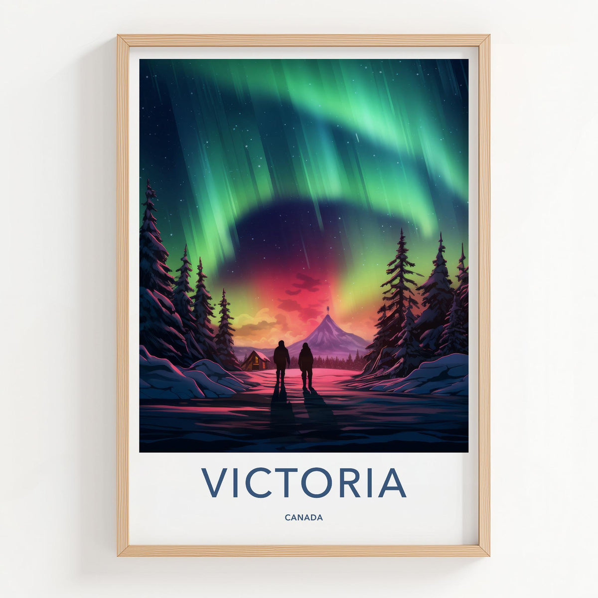 Victoria Canada Poster - Northern Lights Print With Mountain