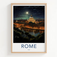 Rome Poster - Italy Wall Art Featuring St. Peter's Basilica Night