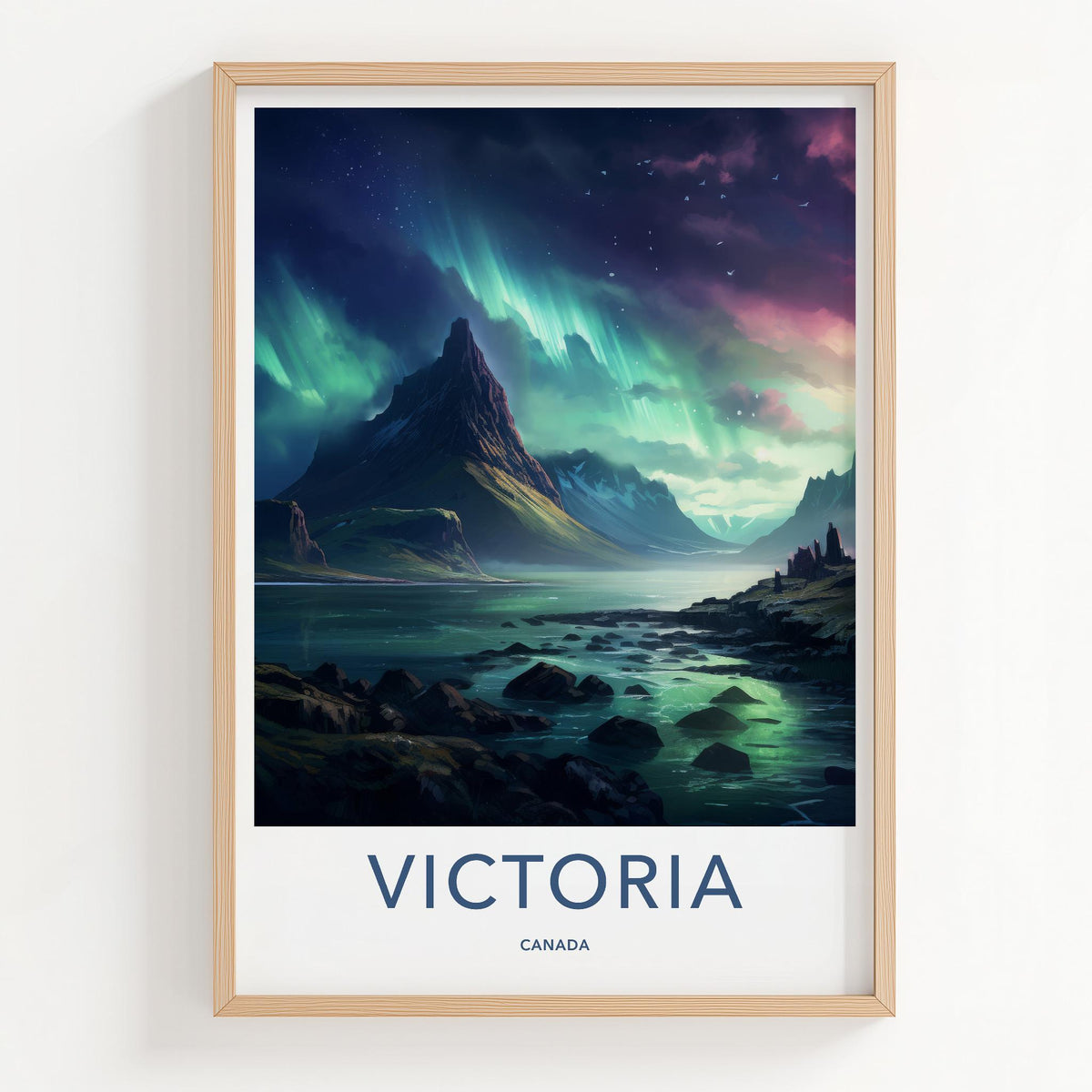 Victoria Canada Poster - Aurora Borealis Print With Mountain