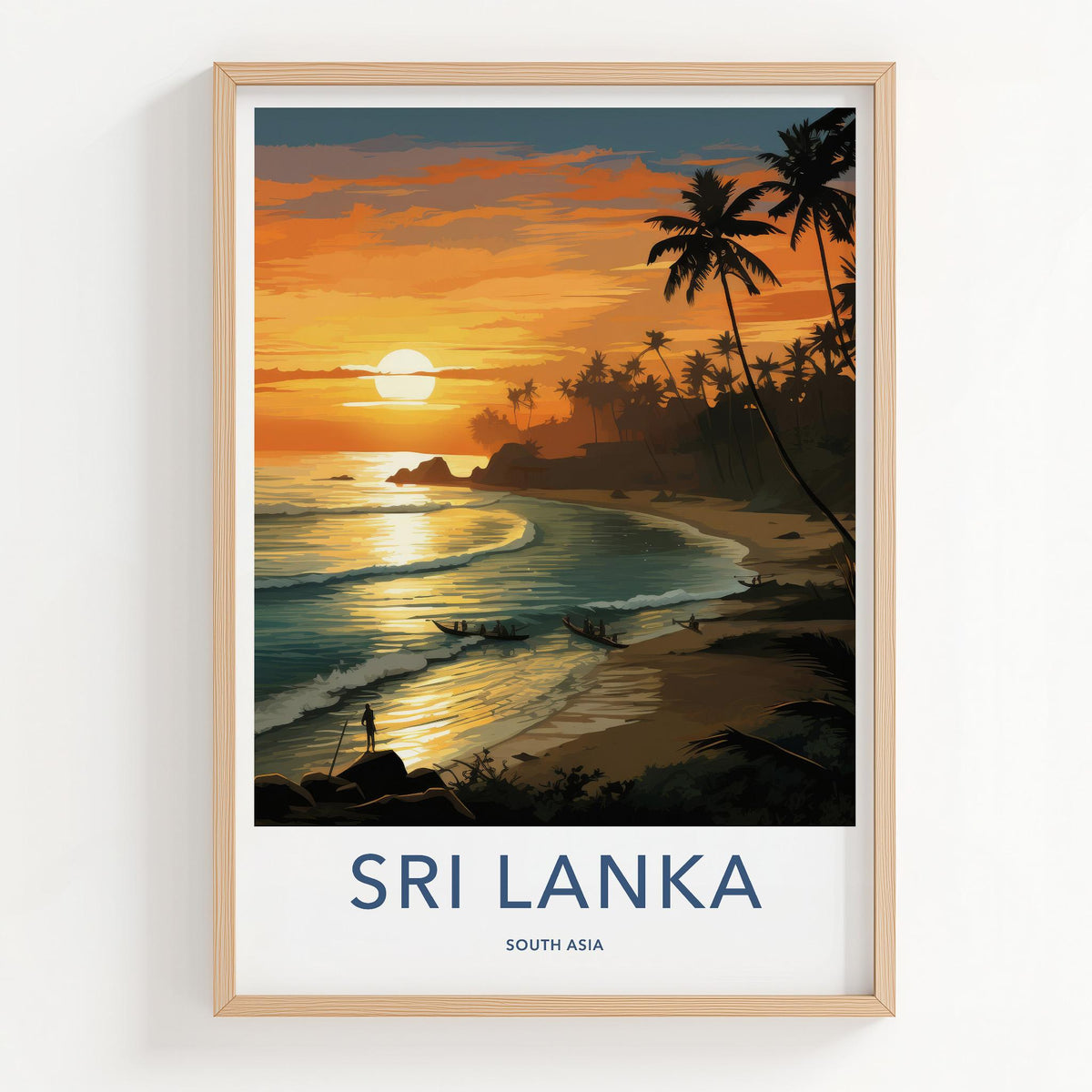 Sri Lanka Poster - Tropical Wall Decor With Sunset Beach Scene Print
