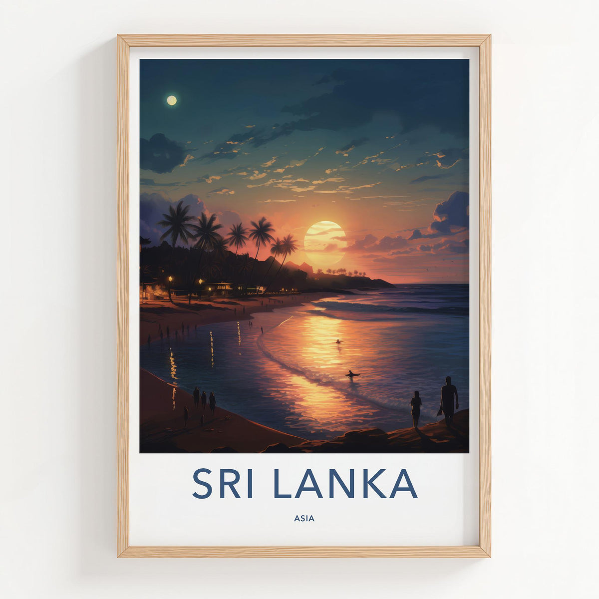Sri Lanka Poster - Tropical Sunset Print With Palm Tree Wall Decor