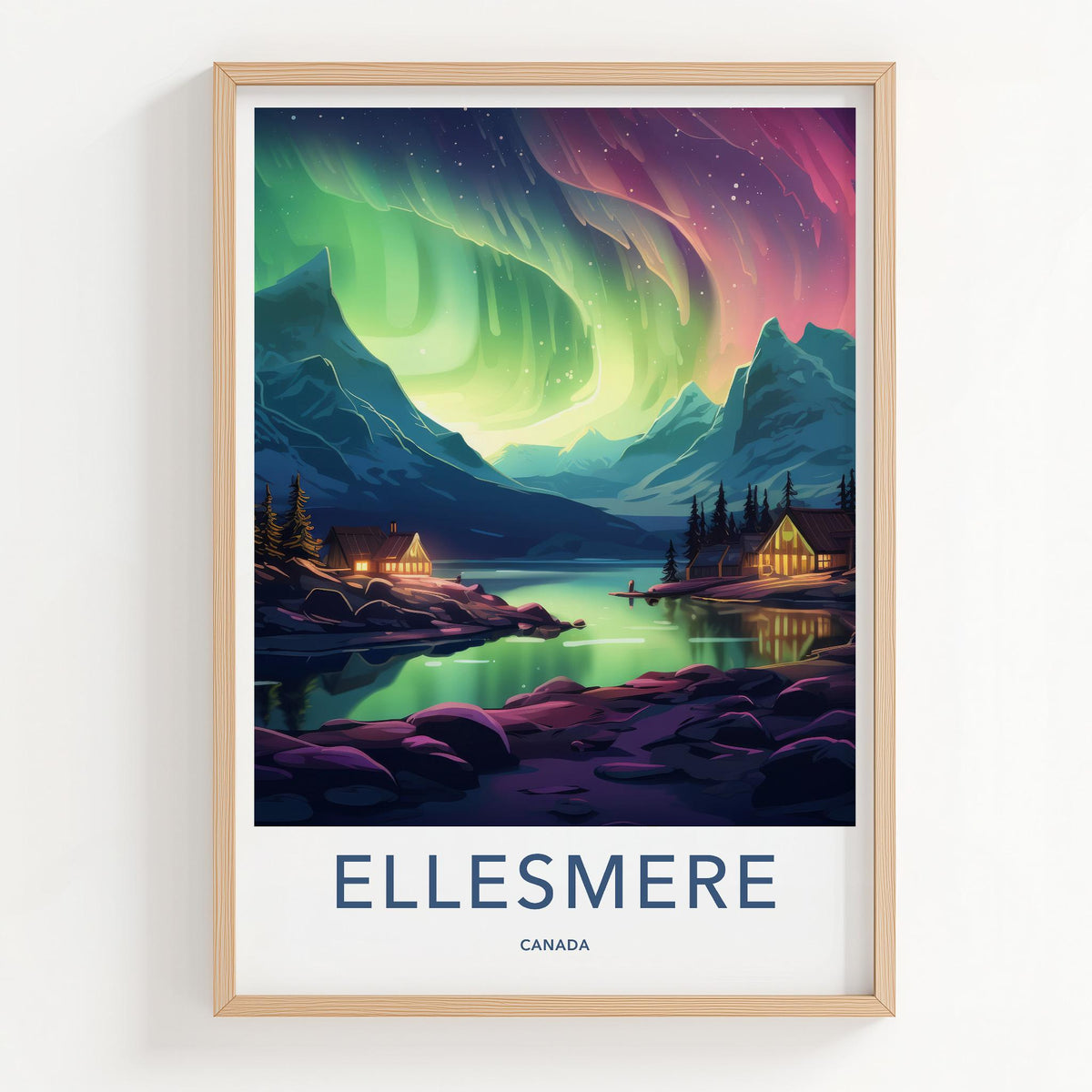 Ellesmere Canada Poster - Arctic Landscape Print With Northern Lights
