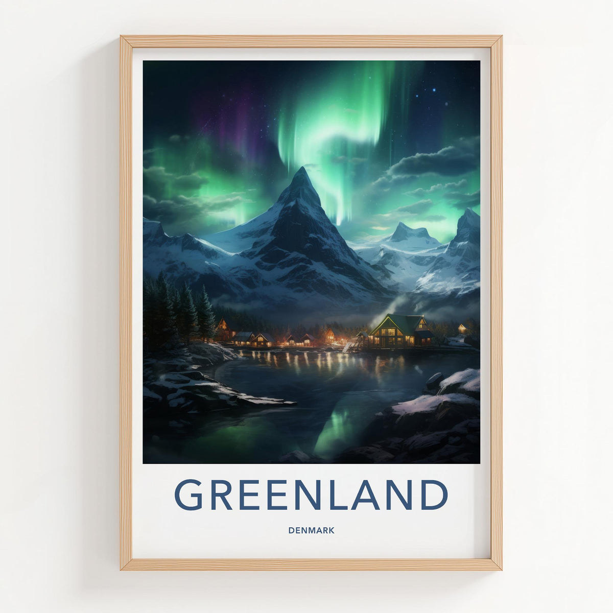 Greenland Northern Lights Poster - Arctic Wall Art With Mountain