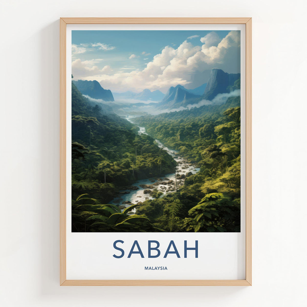 Sabah Rainforest Poster - Tropical Rainforest Print With Mountain