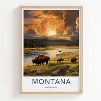 Montana Poster - Bison Wall Art