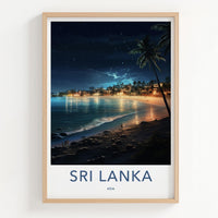 Sri Lanka Poster - Tropical Beach Wall Art With Palm Trees & Ocean