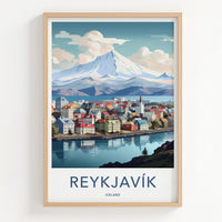 Reykjavik Poster - Iceland Wall Art With Scenic City Views & Mountain