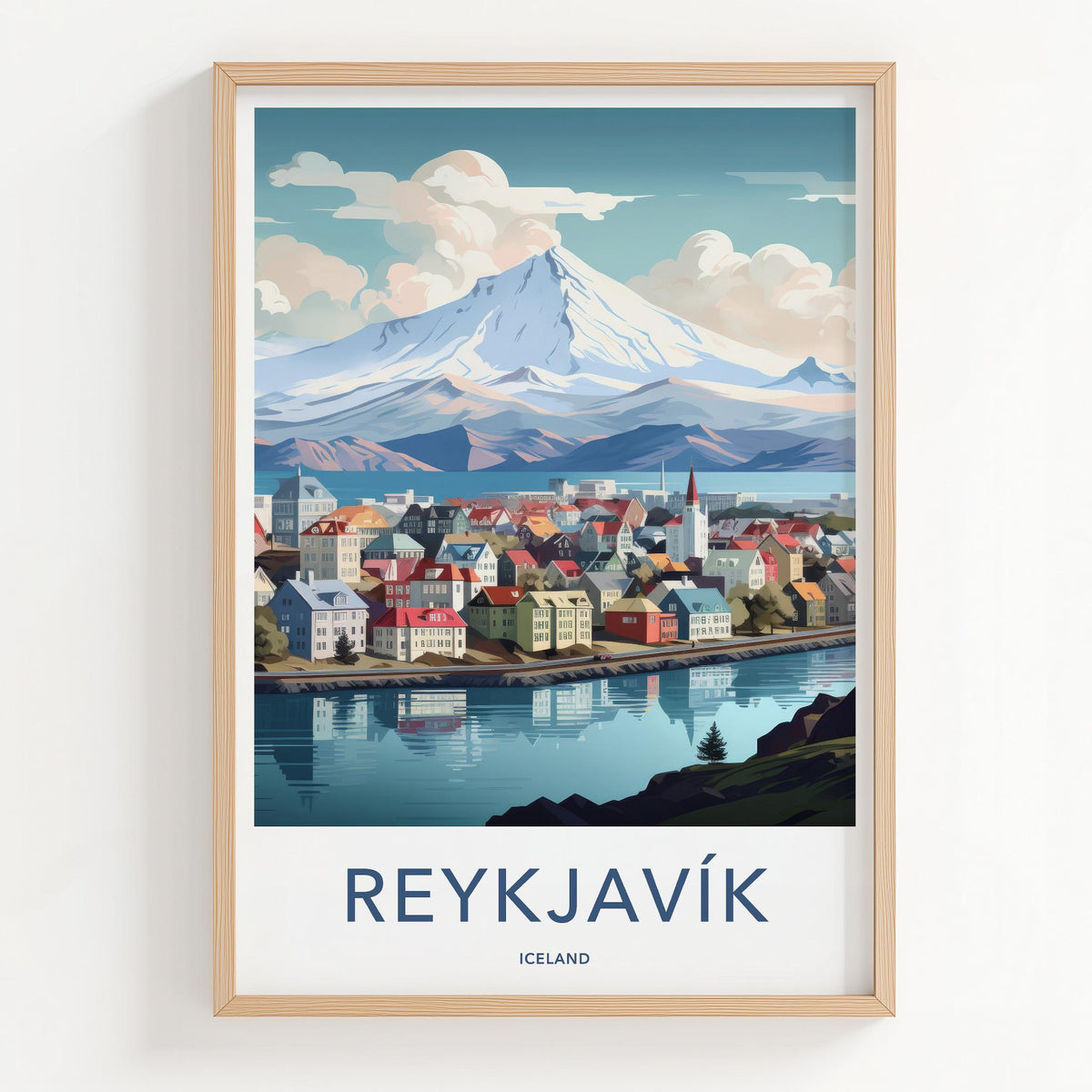 Reykjavik Poster - Iceland Wall Art With Scenic City Views & Mountain