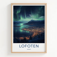 Lofoten Poster - Norway Wall Art Featuring Northern Lights & Winter