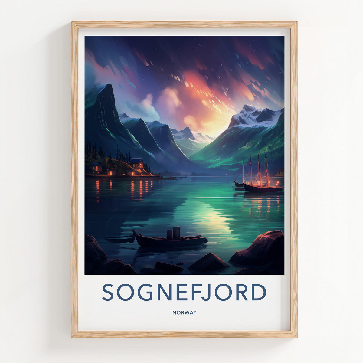 Sognefjord Poster - Norway Wall Art With Mountain Scenery & Coastal
