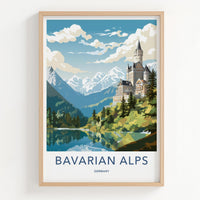 Bavarian Alps Poster - Scenic Mountain Landscape Print With Medieval
