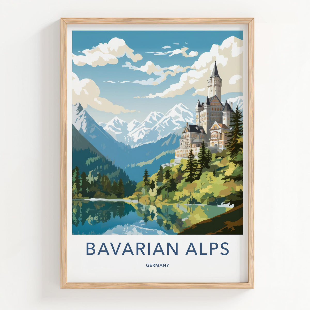 Bavarian Alps Poster - Scenic Mountain Landscape Print With Medieval