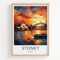 Sydney Sunset Poster - Vibrant Australia Wall Art Featuring Harbor