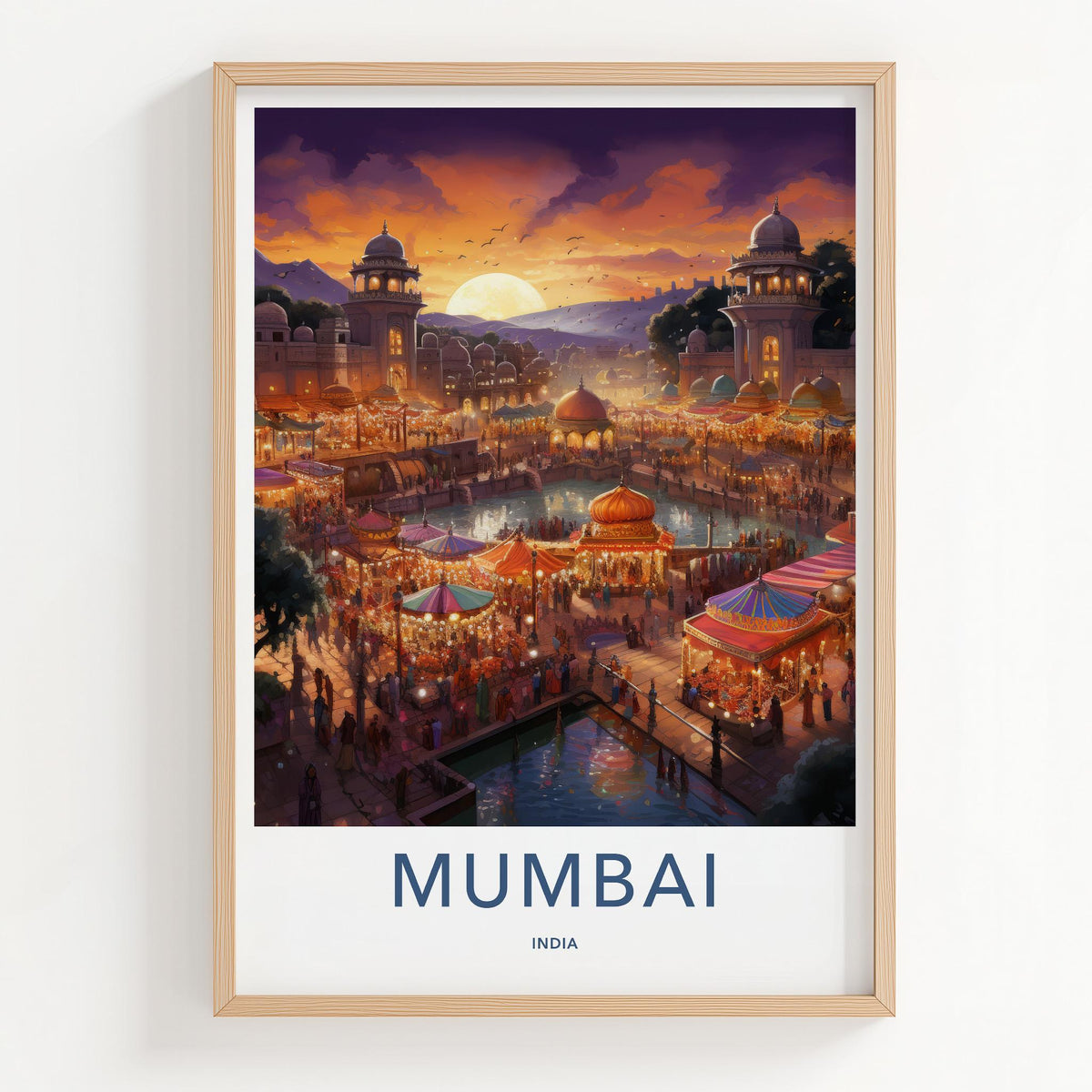Mumbai Poster - Vibrant Market Scene & Historic Architecture Art Print