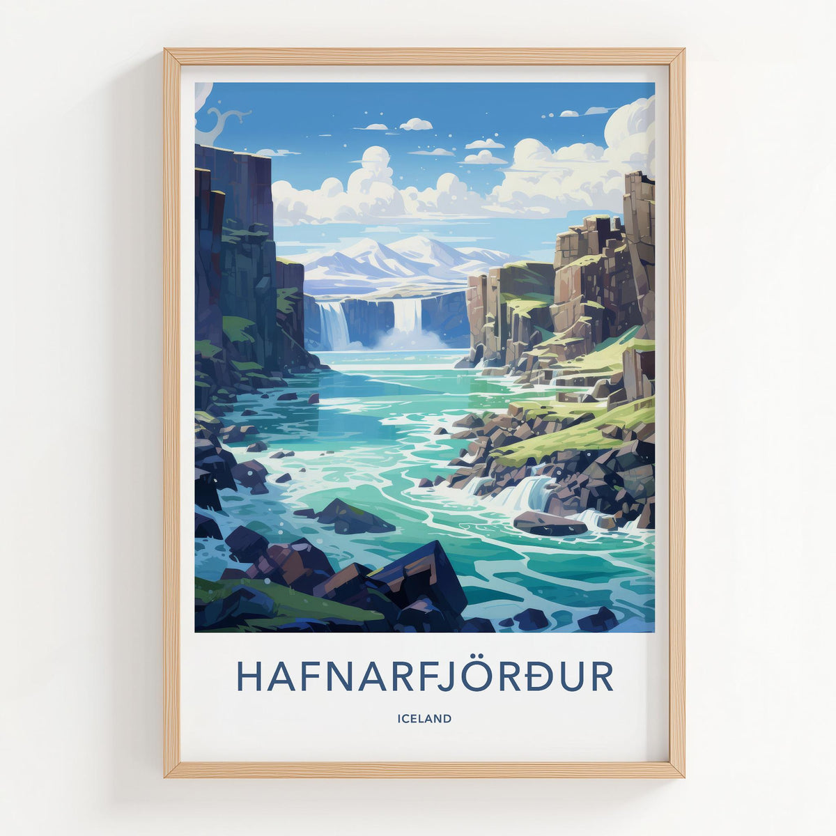 Hafnarfjörður Poster - Iceland Wall Art With Serene Mountain