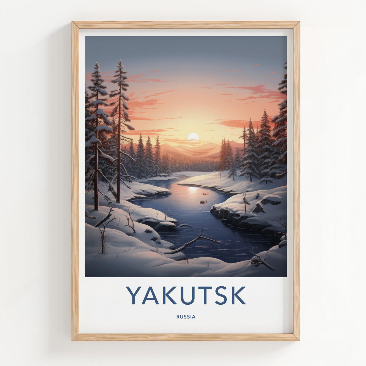 Yakutsk Poster - Russia Wall Art Featuring Winter Scenery and Snowy