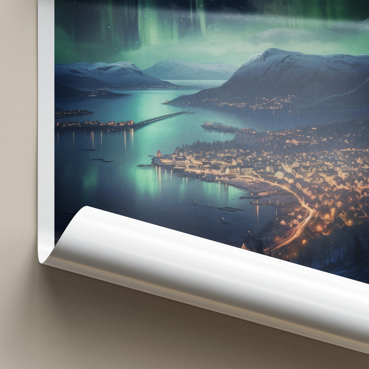 Lofoten Poster - Norway Wall Art Featuring Northern Lights & Winter