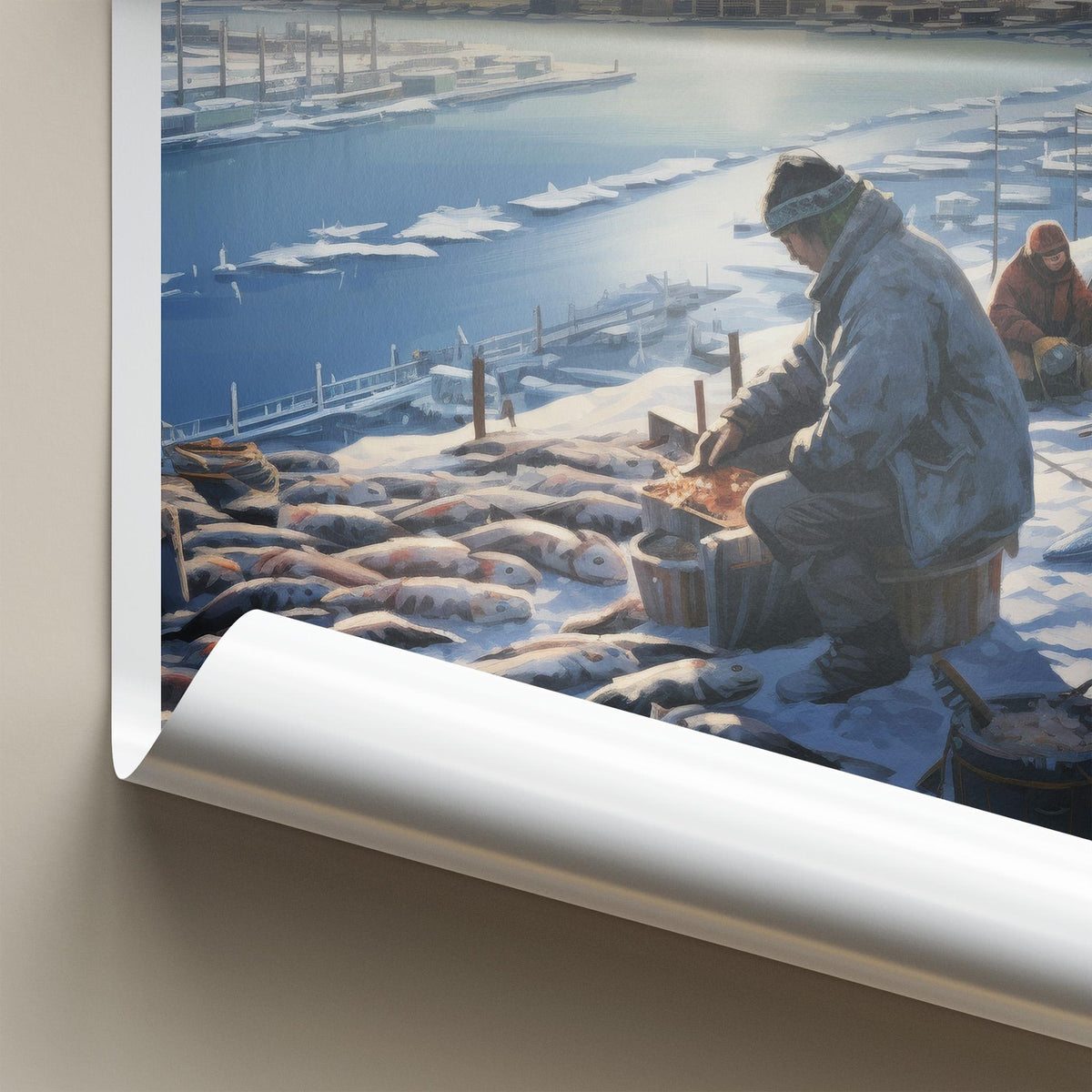 Yakutsk Poster - Siberian Fishing Village Winter Scene Decor