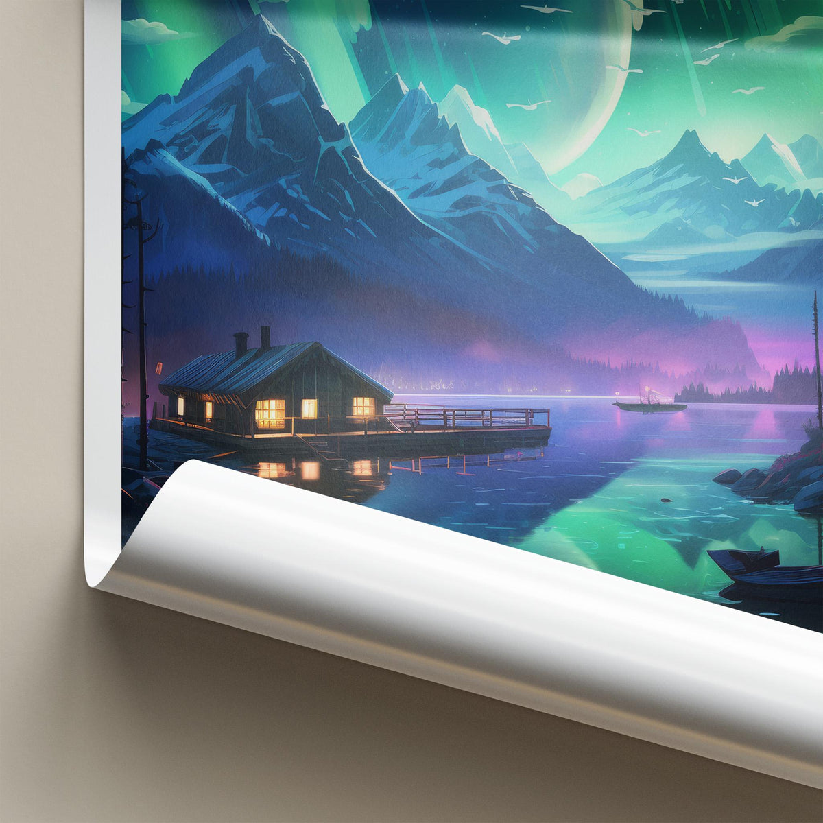 Lofoten Poster - Norway Wall Art Featuring Northern Lights Print