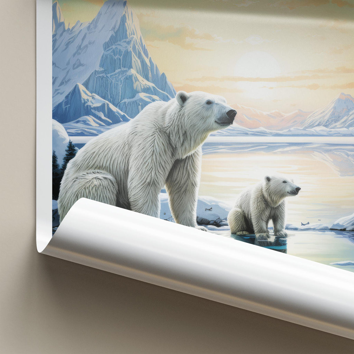 Svalbard Poster - Arctic Landscape Print With Polar Bear Illustration