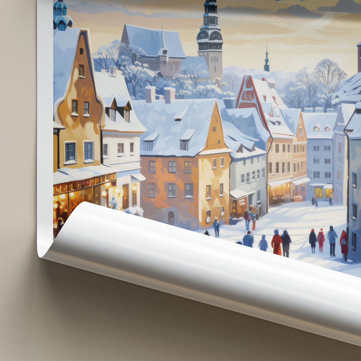 Tallinn Wall Art - Snowy Cityscape Art