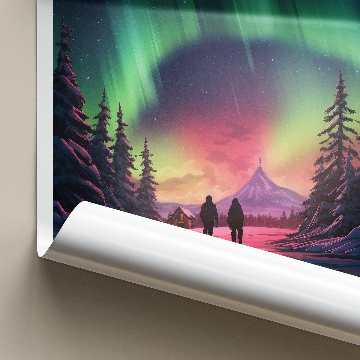 Victoria Canada Poster - Northern Lights Print With Mountain