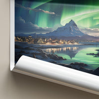 Reykjavik Poster - Iceland Wall Art With Northern Lights & Majestic