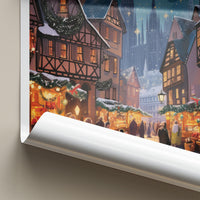 Strasbourg Wall Art - France Travel Poster with Scenic Winter Market