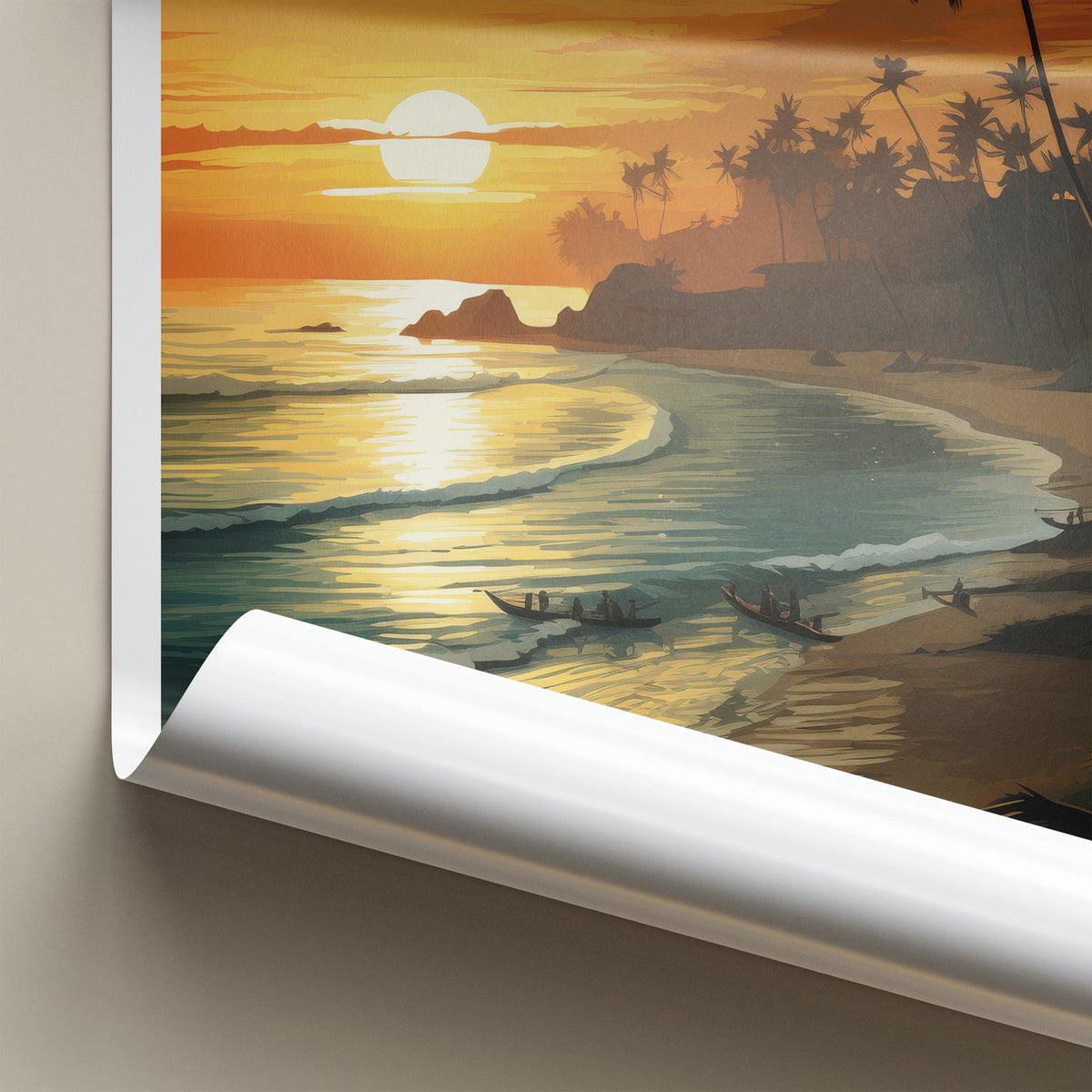 Sri Lanka Poster - Tropical Wall Decor With Sunset Beach Scene Print