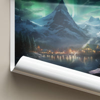 Greenland Northern Lights Poster - Arctic Wall Art With Mountain