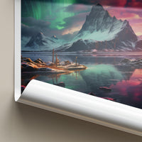 Hafnarfjörður Poster - Iceland Wall Art With Northern Lights & Scenic