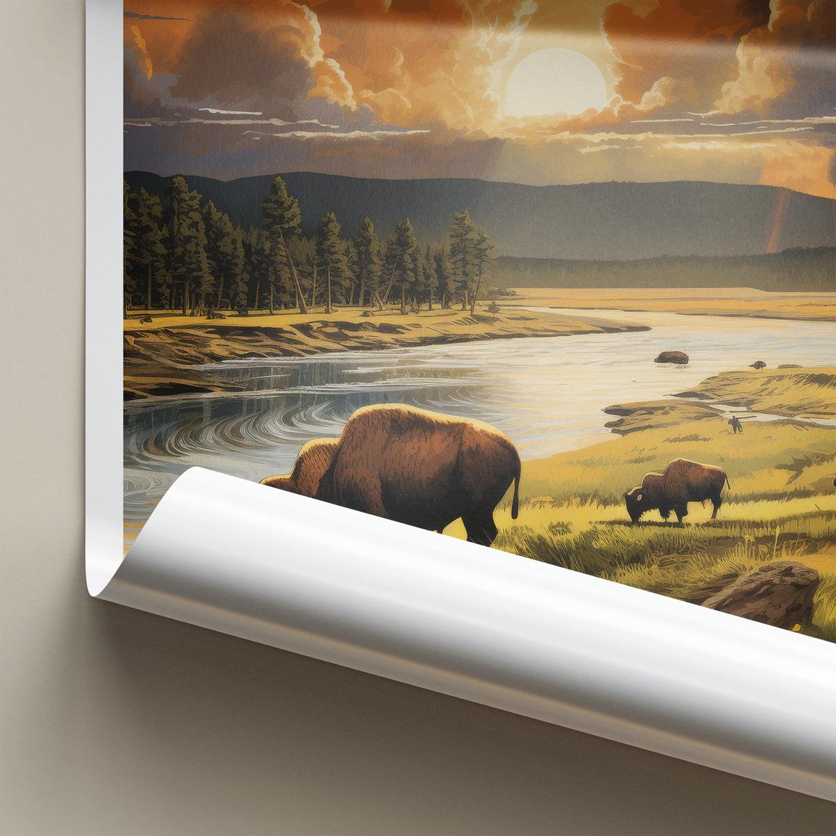 Montana Poster - Bison Wall Art