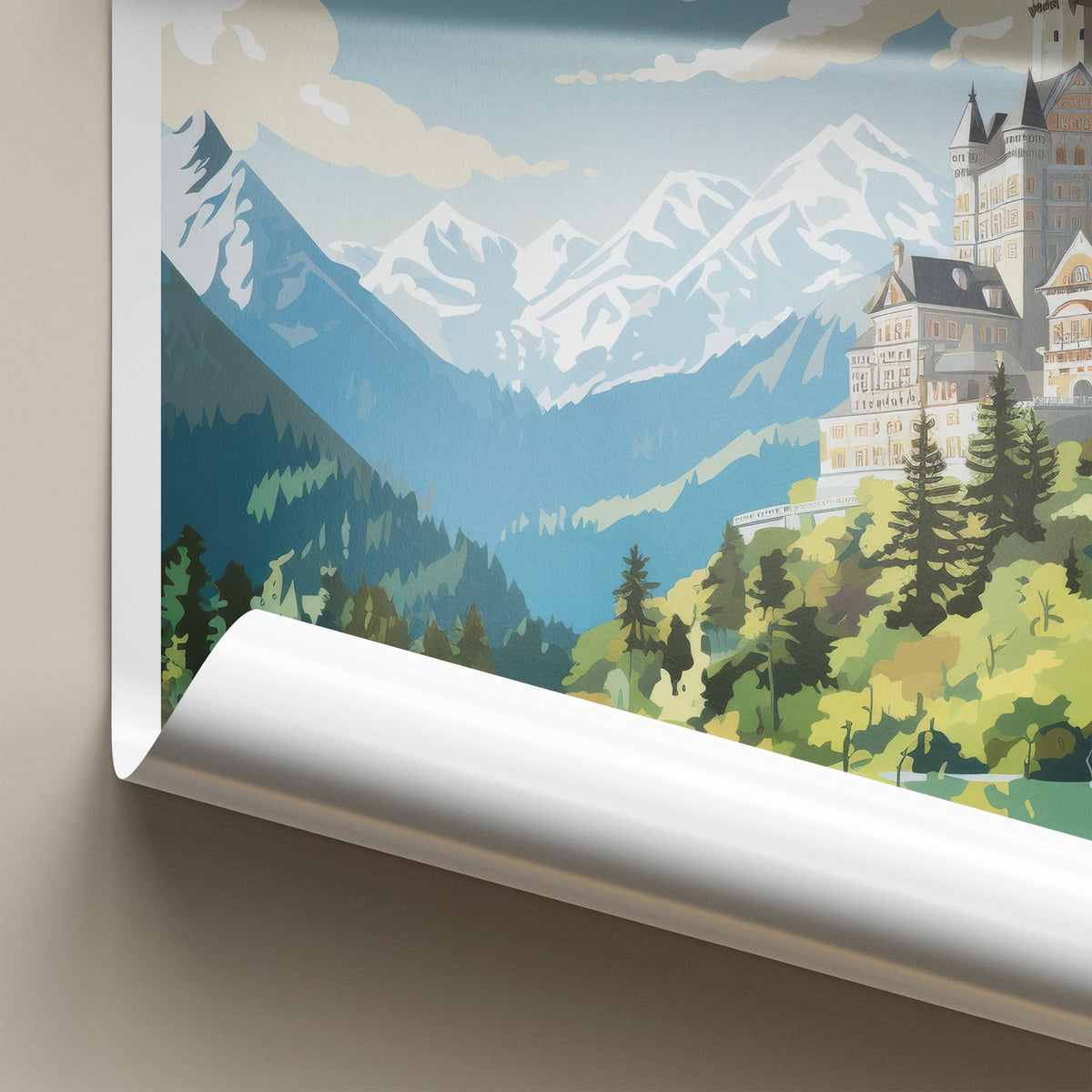 Bavarian Alps Poster - Scenic Mountain Landscape Print With Medieval