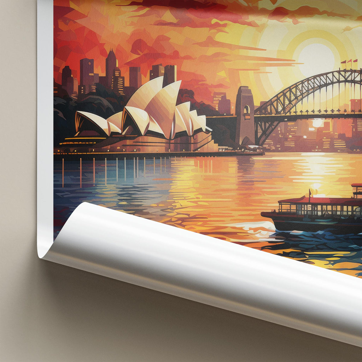 Sydney Sunset Poster - Vibrant Australia Wall Art Featuring Harbor