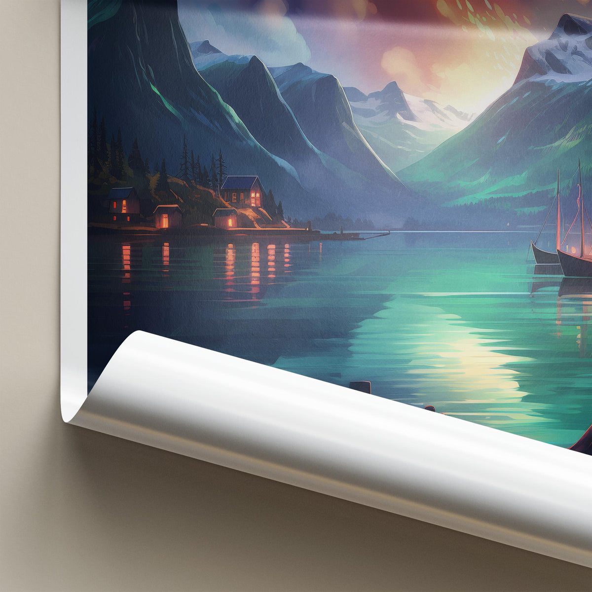 Sognefjord Poster - Norway Wall Art With Mountain Scenery & Coastal