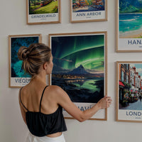 Reykjavik Poster - Iceland Wall Art With Northern Lights & Majestic