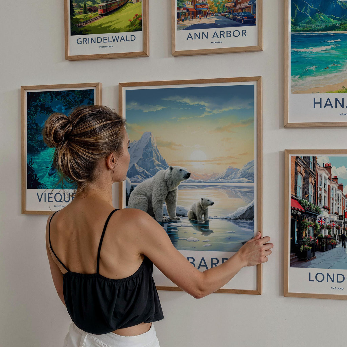 Svalbard Poster - Arctic Landscape Print With Polar Bear Illustration