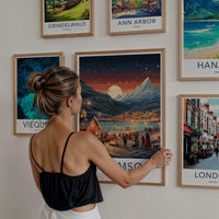 Tromsø Poster - Norway Wall Art With Northern Lights & Cozy Cabin