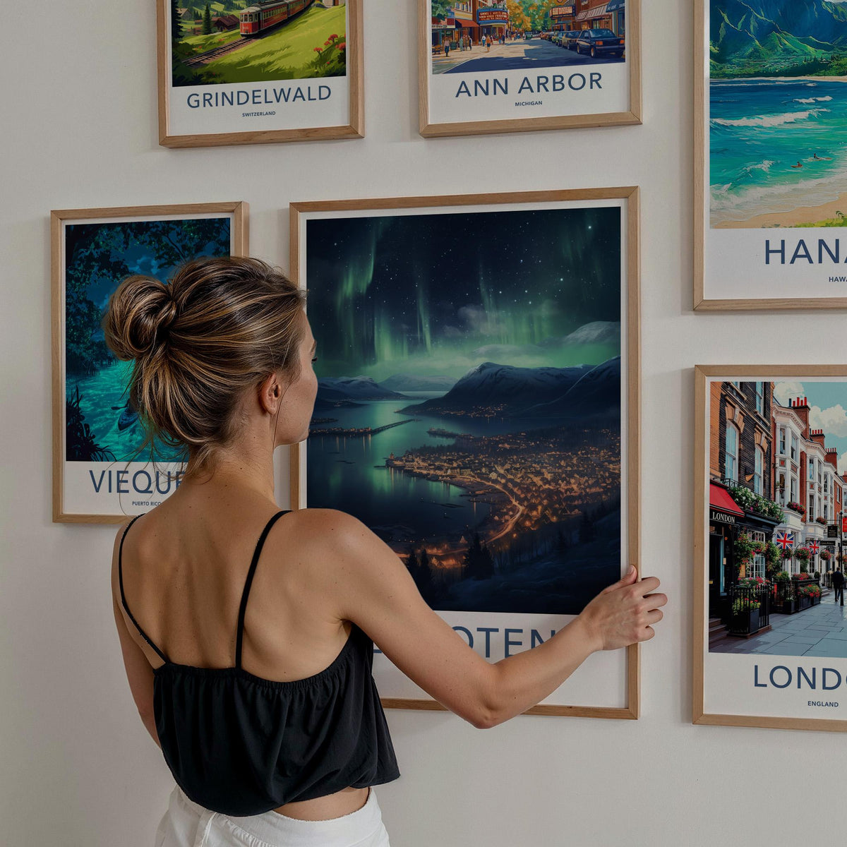 Lofoten Poster - Norway Wall Art Featuring Northern Lights & Winter