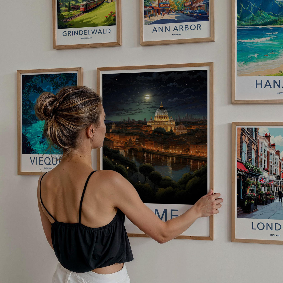 Rome Poster - Italy Wall Art Featuring St. Peter's Basilica Night
