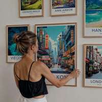 Sai Ying Pun Poster - Vibrant Neon Signs Art & Hong Kong Cityscape