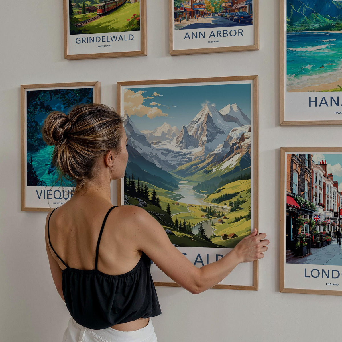 Swiss Alps Poster - Scenic Mountain Print With Alpine Village Artwork